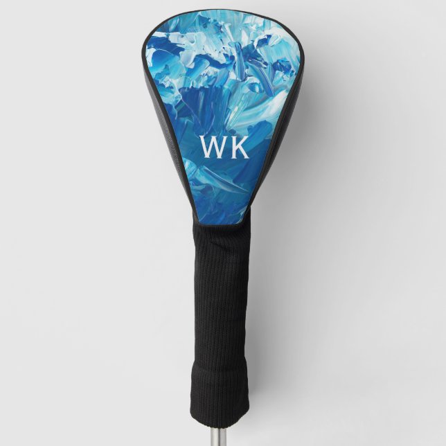 Funda Para Palo De Golf Ondas de pintura azul abstractas (Anverso)