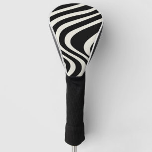 Funda Para Palo De Golf Ondas retro en blanco y negro