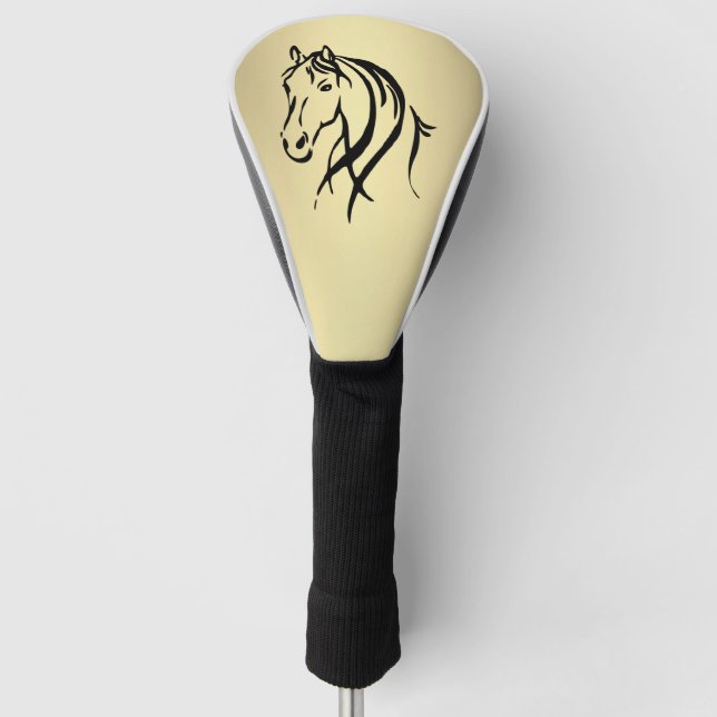 Funda Para Palo De Golf Oro de Cabeza de Caballo Negro (Anverso)