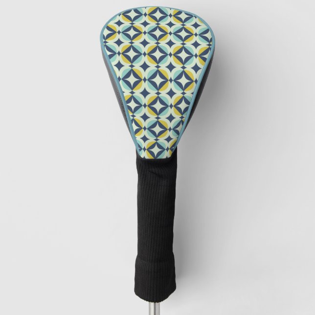 Funda Para Palo De Golf Oro geométrico y modelo azul (Anverso)