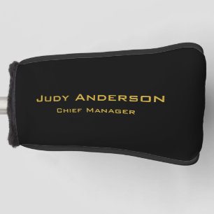 Funda Para Palo De Golf Oro Metálico y Negro Moderno Elegante Profesional