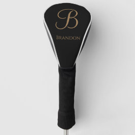 Funda Para Palo De Golf Oro Negro Nombre Personalizado y Monograma
