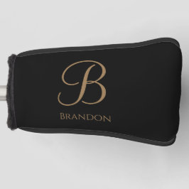 Funda Para Palo De Golf Oro Negro Nombre Personalizado y Monograma