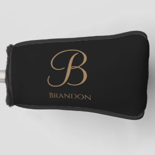 Funda Para Palo De Golf Oro Negro Nombre Personalizado y Monograma