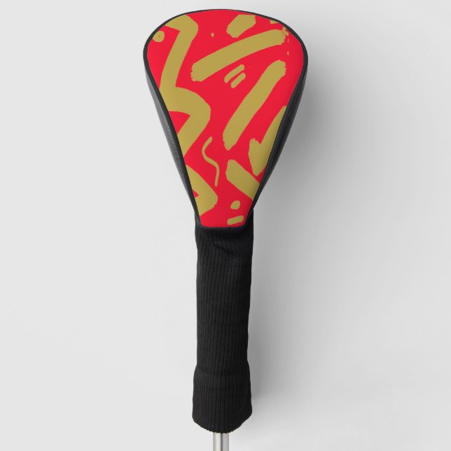 Funda Para Palo De Golf Oro tribal y rojo (Anverso)