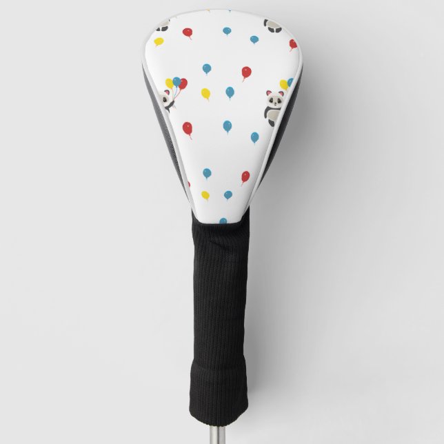 Funda Para Palo De Golf Oso panda con globos blanco (Anverso)