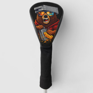 Funda Para Palo De Golf Oso Retro Con Sombrero Rallador De Queso Y Gafas D