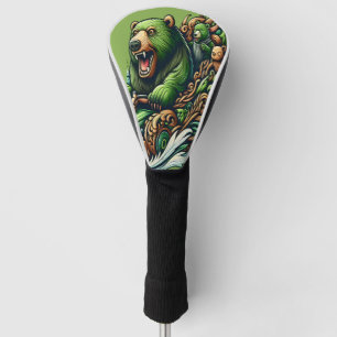 Funda Para Palo De Golf Osos animados montando un coche verde