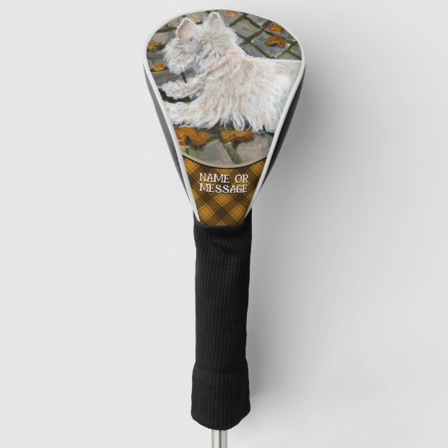 Funda Para Palo De Golf Otoño deja a Westie en patio (Anverso)