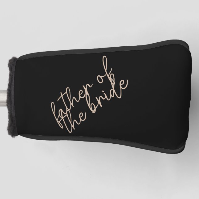 Funda Para Palo De Golf Padre moderno de la novia | Beige + guión negro (Anverso)