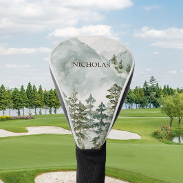 Funda Para Palo De Golf Paisaje en Acuarela de Montaña Forestal