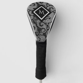 Funda Para Palo De Golf Paisley monocromática con inicial