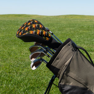 Funda Para Palo De Golf Pájaro naranja del patrón de planta de paraíso en