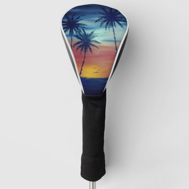Funda Para Palo De Golf Palmas de la puesta del sol (Anverso)