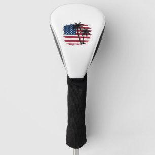 Funda Para Palo De Golf Palmera Bandera Americana Patriótica Arte Vectoria