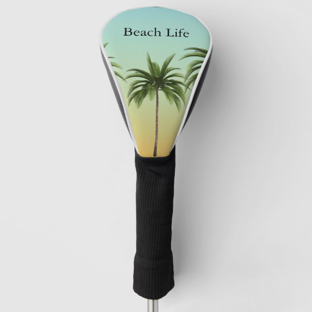 Funda Para Palo De Golf Palmeras en fila, vida en la playa (Anverso)