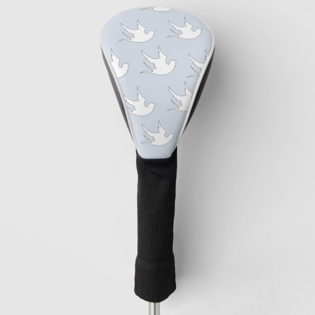 Funda Para Palo De Golf palomas blancas en azul (Anverso)