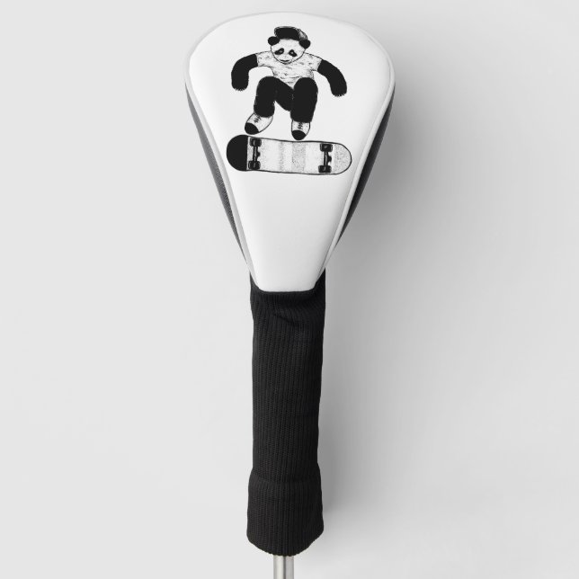 Funda Para Palo De Golf Panda de Skateboarding (Anverso)