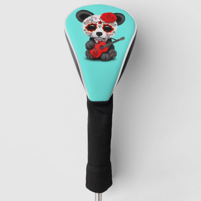 Funda Para Palo De Golf Panda roja del cráneo del azúcar que toca la (Anverso)