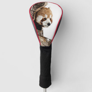 Funda Para Palo De Golf Panda rojo mirando desde el tronco de un árbol