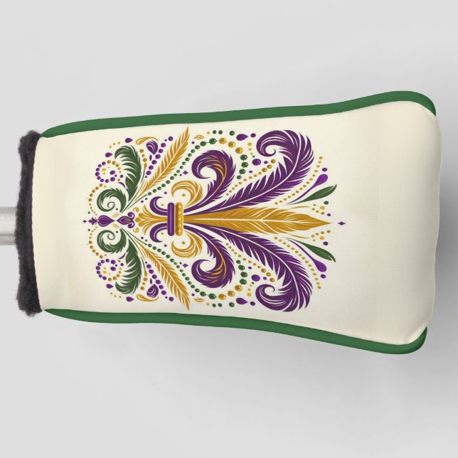 Funda Para Palo De Golf Pañuelos de lis amarillo, violeta verde (Anverso)
