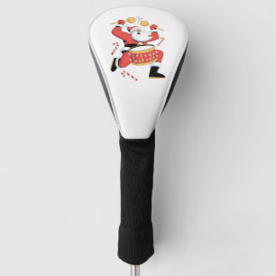 Funda Para Palo De Golf Papá Noel divertido tocando la batería en Navidad 