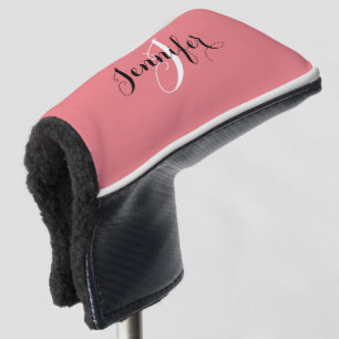 Funda Para Palo De Golf Para mujer rosado coralino de moda del monograma
