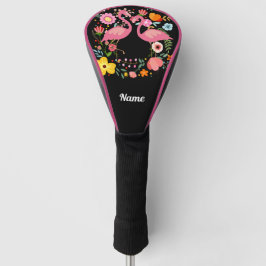 Funda Para Palo De Golf Parada de la pareja Flamingo en flor con nombre