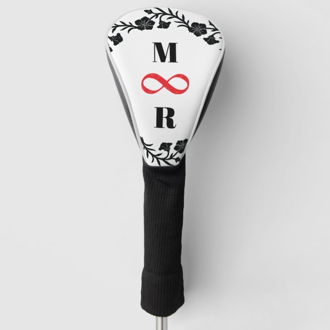 Funda Para Palo De Golf Pareja infinita R & M Silueta de Mínimalismo Negro (Anverso)