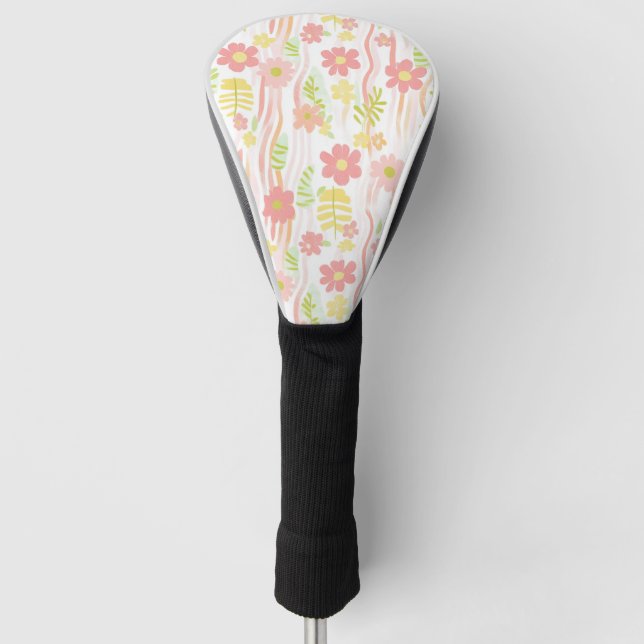 Funda Para Palo De Golf Pastel Retro Floral (3) (Anverso)