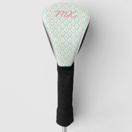 Funda Para Palo De Golf Pastel Rosa y Verde con Patrón e Iniciales