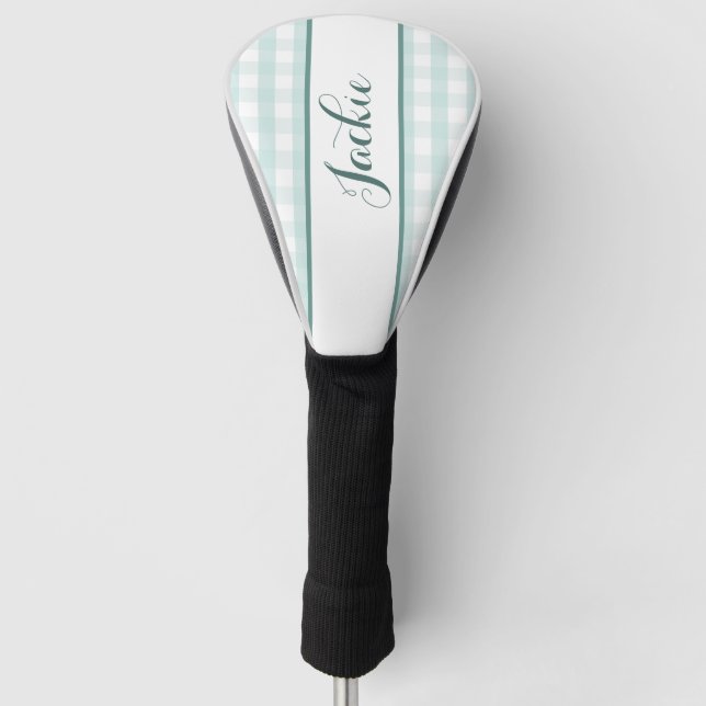 Funda Para Palo De Golf Pastel Verde Azul Rayado (Anverso)