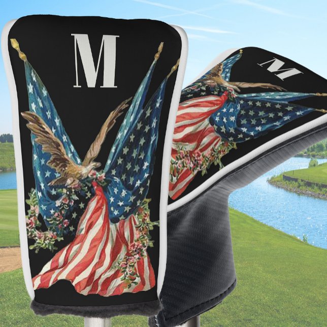 Funda Para Palo De Golf Patriotic US Flag And Eagle Custom Monogram (Subido por el creador)
