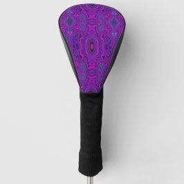 Funda Para Palo De Golf Patrón abstracto magenta y negro retro alucinante