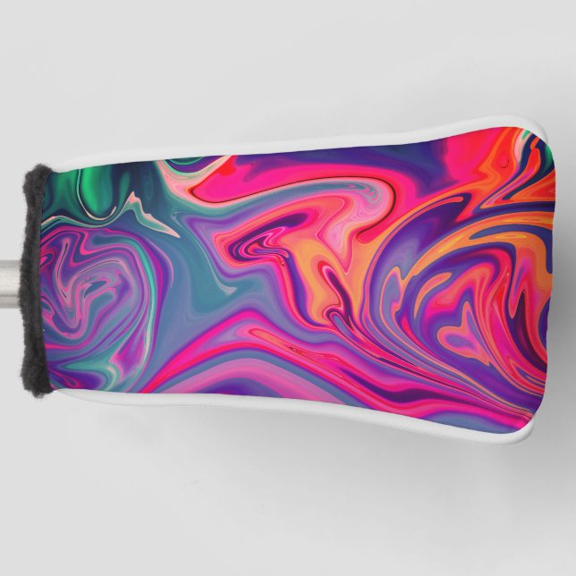 Funda Para Palo De Golf Patrón abstracto verde rosa azul brillante (Anverso)