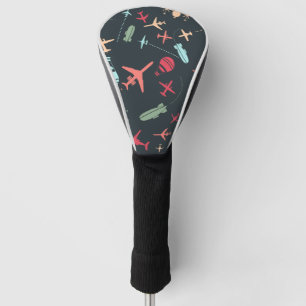 Funda Para Palo De Golf Patrón avión negro y avión