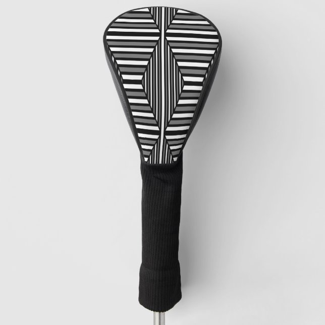 Funda Para Palo De Golf Patrón blanco y negro único (Anverso)
