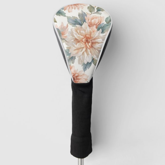 Funda Para Palo De Golf Patrón Botánico Acuarela de Flores de Crisantemo (Anverso)
