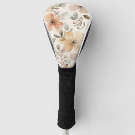 Funda Para Palo De Golf Patrón Botánico de Acuarela Floral Melocotón Beige