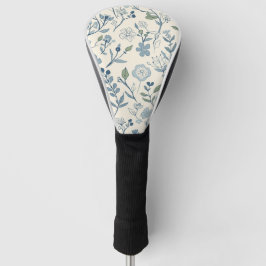 Funda Para Palo De Golf Patrón Botánico de Pradera de Flor Silvestre Azul 