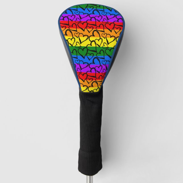 Funda Para Palo De Golf Patrón cardíaco arco iris (Anverso)