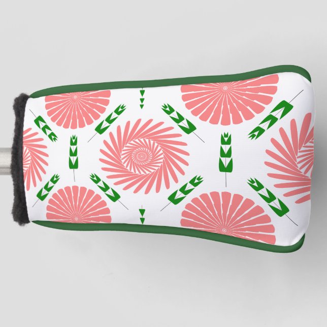 Funda Para Palo De Golf patrón con flores rosas (Anverso)