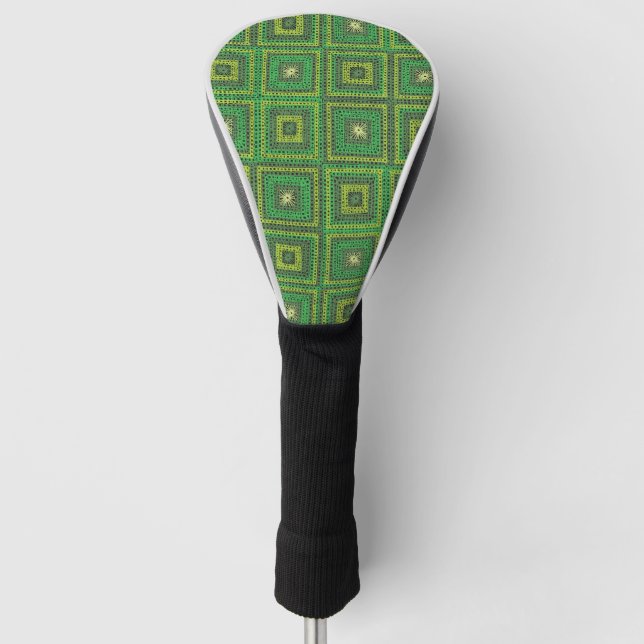 Funda Para Palo De Golf Patrón cuadrado de granjas verde (Anverso)