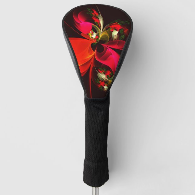 Funda Para Palo De Golf Patrón de arte abstracto rojo verde floral moderno (Anverso)
