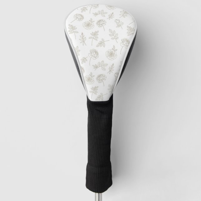 Funda Para Palo De Golf Patrón de arte de línea botánica minimalista (8) (Anverso)