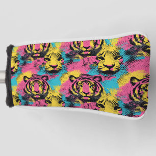 Funda Para Palo De Golf Patrón de arte pop del tigre en rosa, amarillo y a