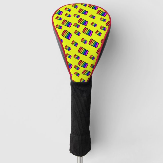 Funda Para Palo De Golf Patrón de bloqueo de arco iris neón (Anverso)