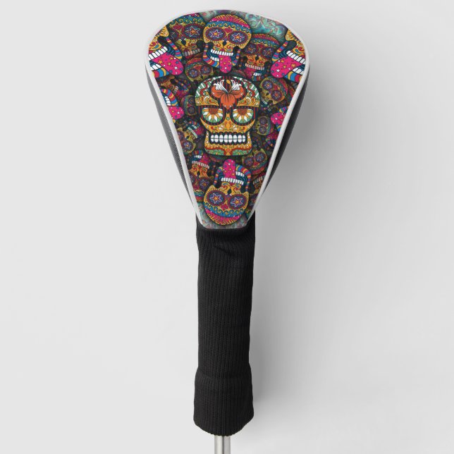 Funda Para Palo De Golf Patrón de calaveras azucareras (Anverso)