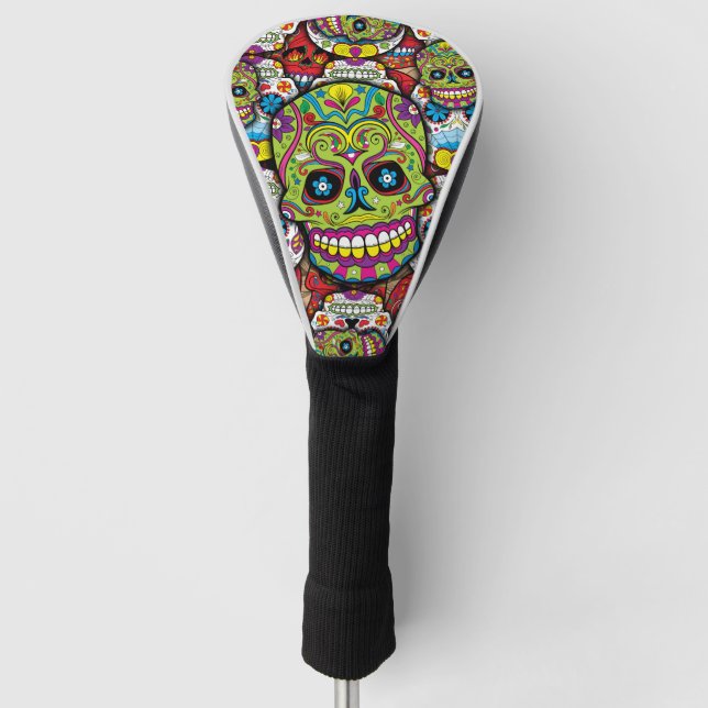 Funda Para Palo De Golf Patrón de calaveras azucareras (Anverso)