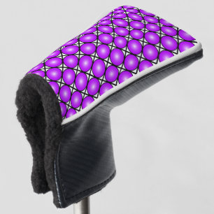 Funda Para Palo De Golf Patrón de celosía blanco negro con puntos rosados 